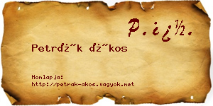 Petrák Ákos névjegykártya